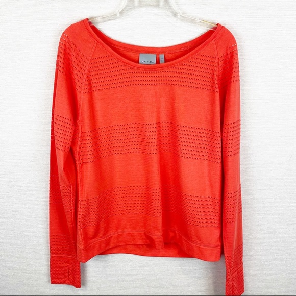 ATHLETA Coral/Orange Limitless Perforated Mesh Top - Picture 1 of 6